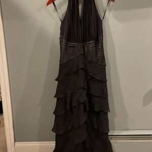 TADASHI Shoji Dress 100% Silk Halter Neckline Open Back size 12
